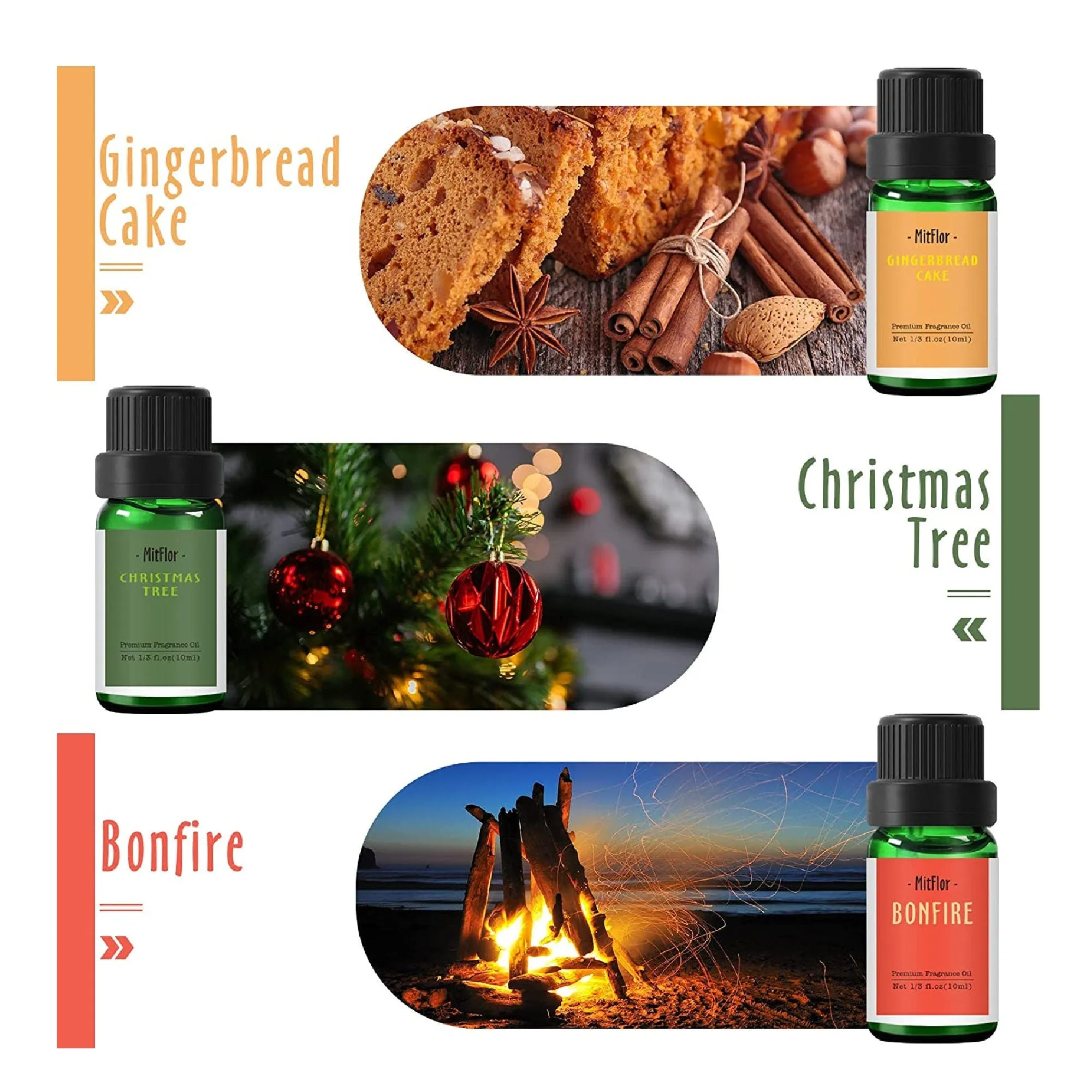 Fragrance Oil | MitFlor Christmas Set Of Perfumed Oils| 6 | 10 ml AromasTo Make Soap Candles