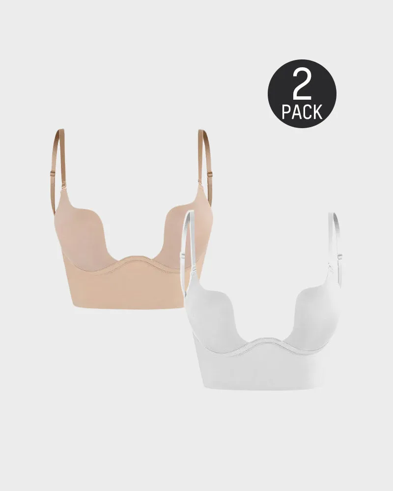 SheCurve® Low Back Secret Plunge Bra - Black White (2 Pack)