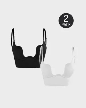 SheCurve® Low Back Secret Plunge Bra - Black White (2 Pack)