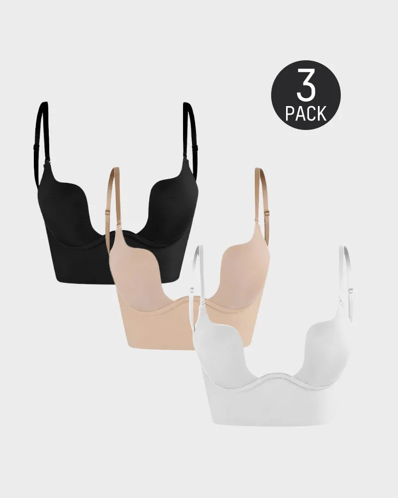 SheCurve® Low Back Secret Plunge Bra - Black White (2 Pack)