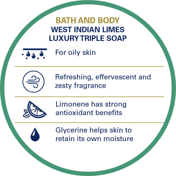 Truefitt & Hill West Indian Lime Men's Bath & Body Soap 3x150gm