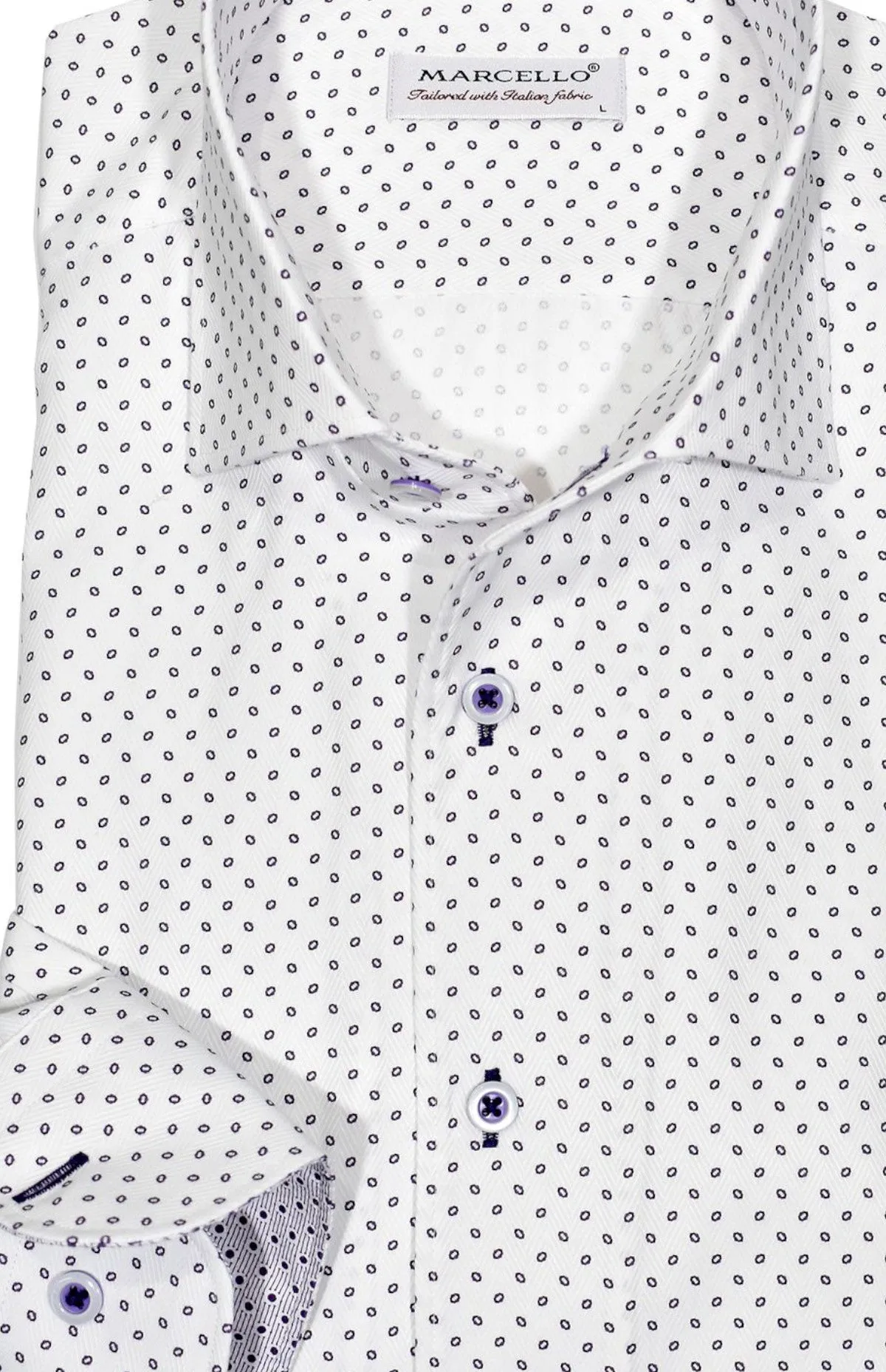 WM604R Slim Fit Lilac Paisley Roll Collar