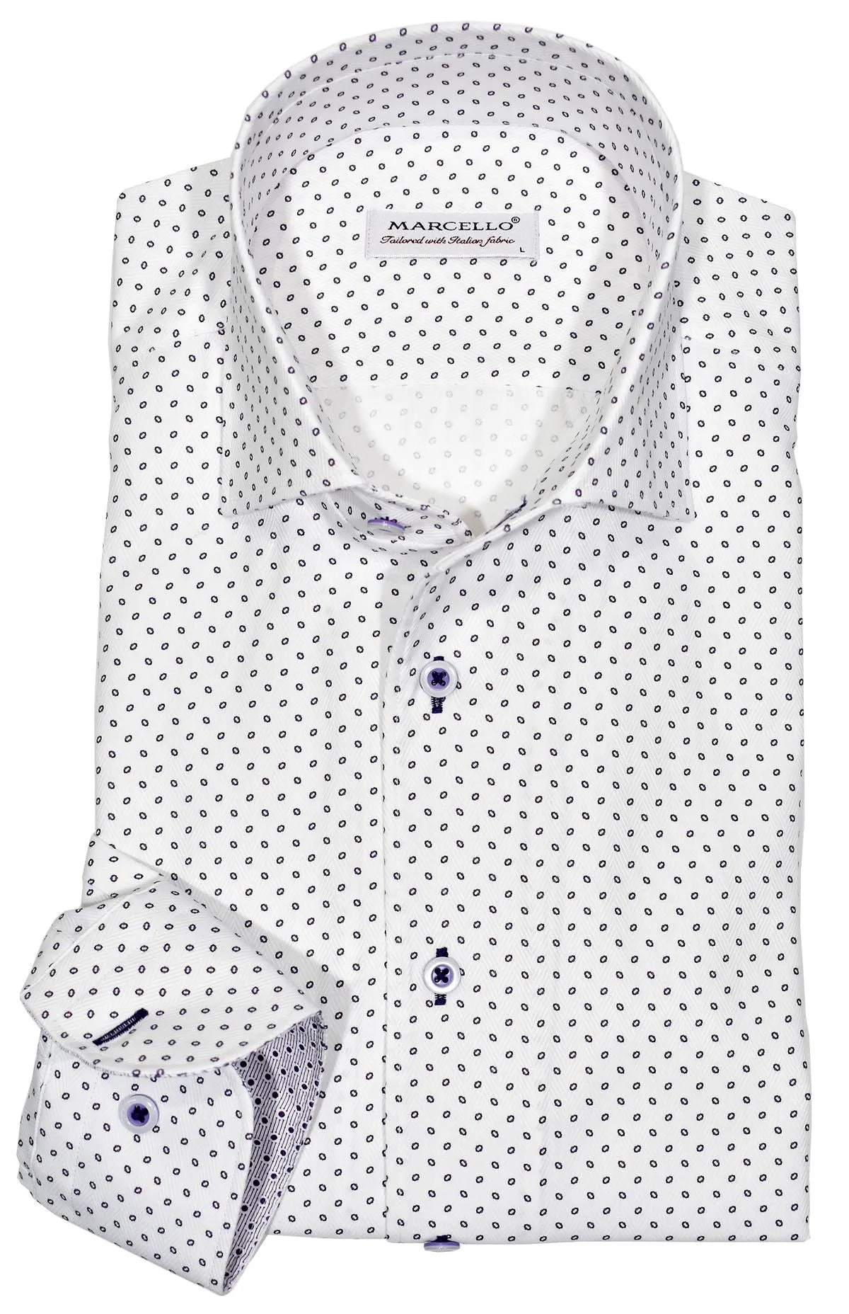 WM604R Slim Fit Lilac Paisley Roll Collar